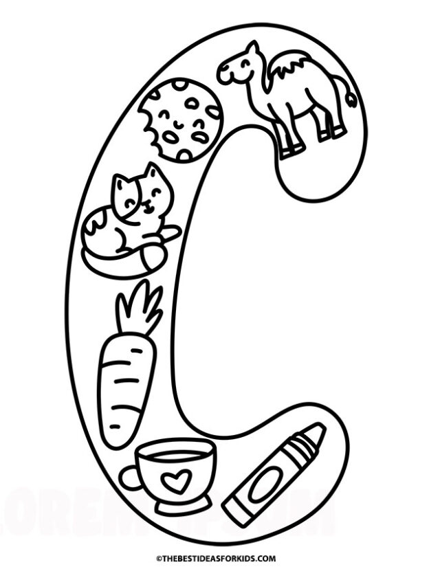 letter c design coloring page