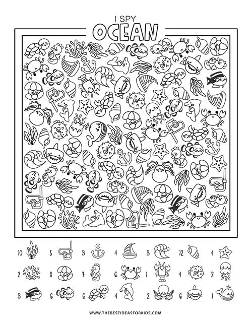 Ocean I Spy Free Printable