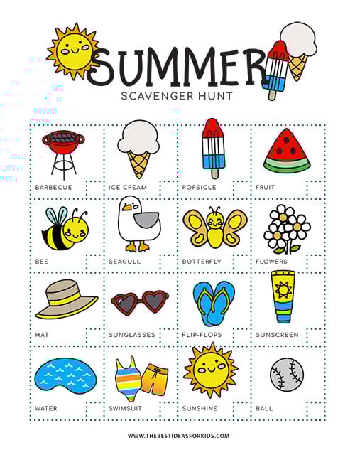 Summer Scavenger Hunt Printable