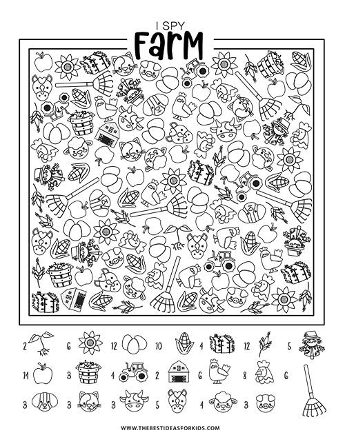Printable Farm I Spy Sheet