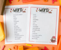 Fall Word Scramble Free Printable