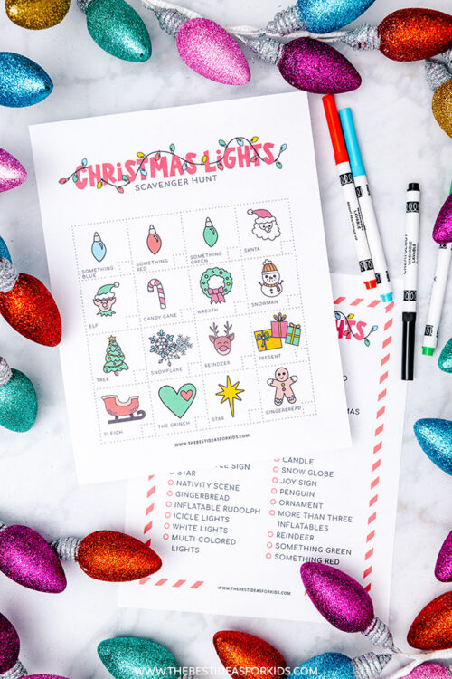 Christmas Lights Scavenger Hunt - Printable Christmas Lights Scavenger Hunt 500x750 