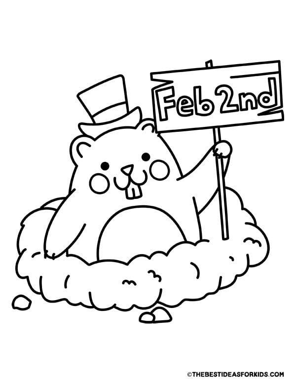 Groundhog with Sign Coloring Page