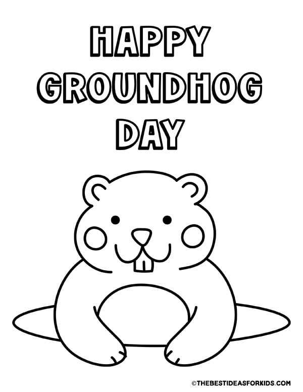 Happy Groundhog Day Coloring Page