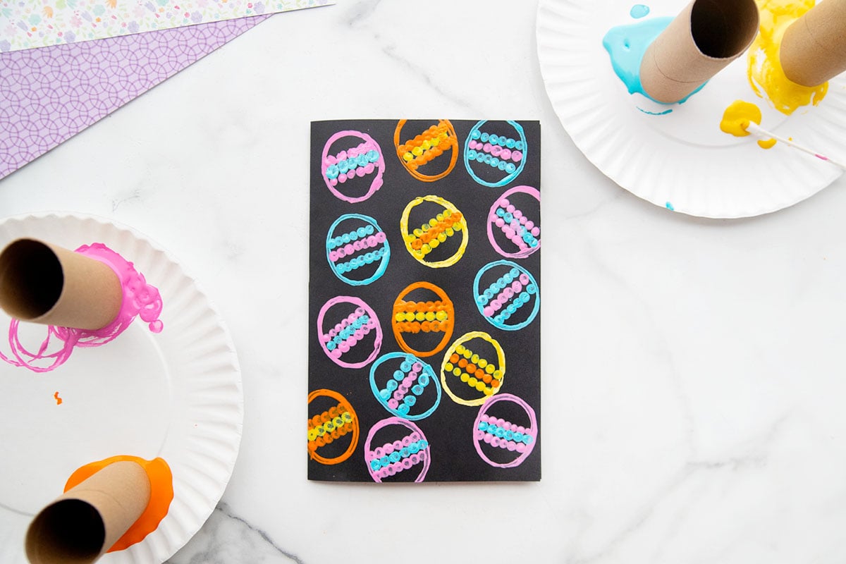 Paper Roll Stamped Easter Eggs