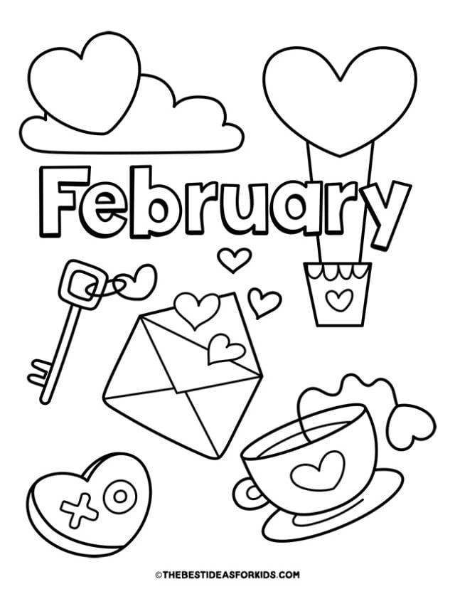 adorable february coloring page