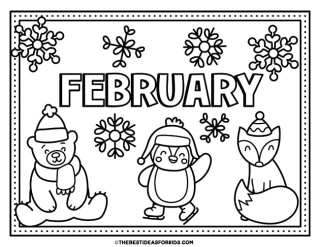 february animals coloring page.