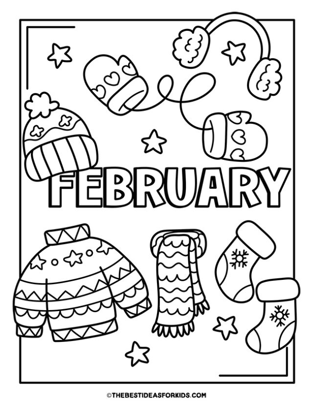 february sweater coloring page