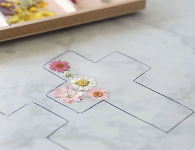 Add Pressed Flowers to Cross Sheet