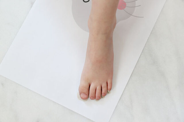 Foot printing onto paper