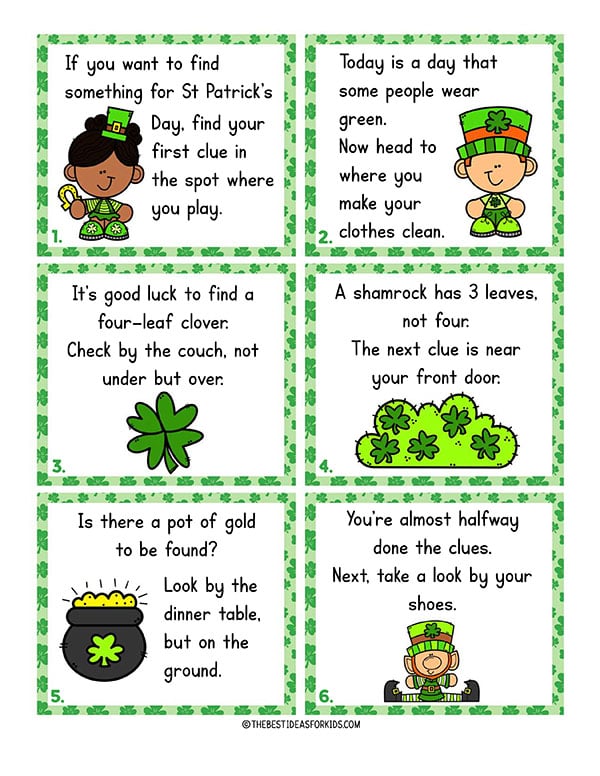 Free Printable St Patricks Day Scavenger Hunt