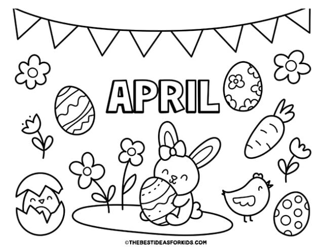 adorable april coloring page