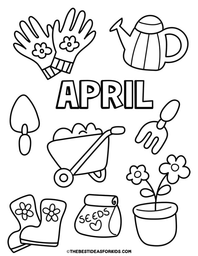 april gardening coloring page