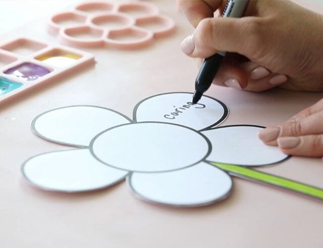 Add words to flower