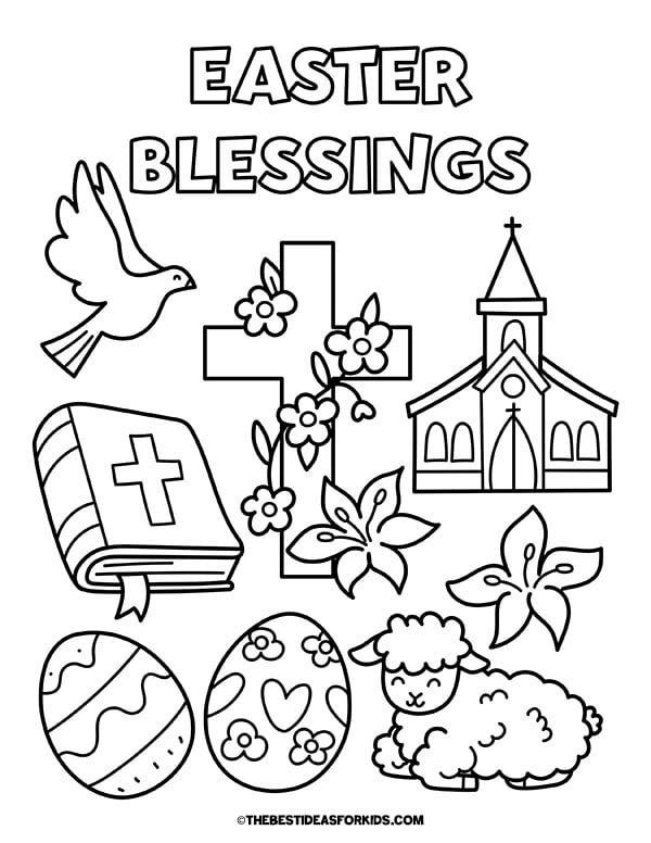 Easter Blessings Coloring Page