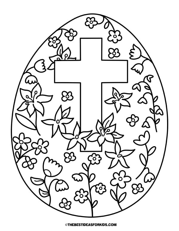 Easter Egg with Cross Coloring Page