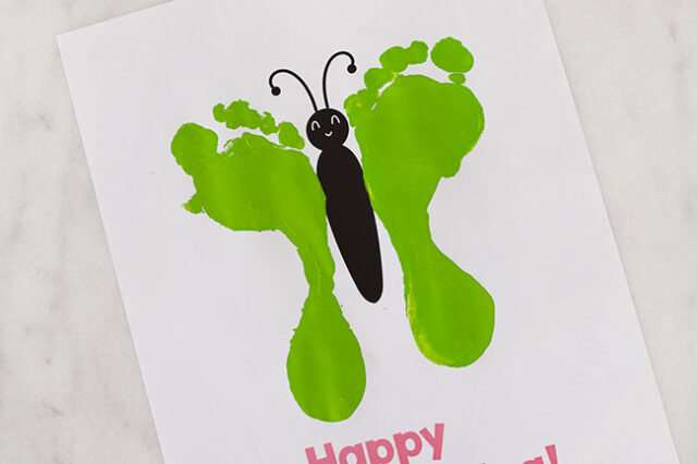 Footprint butterfly on paper