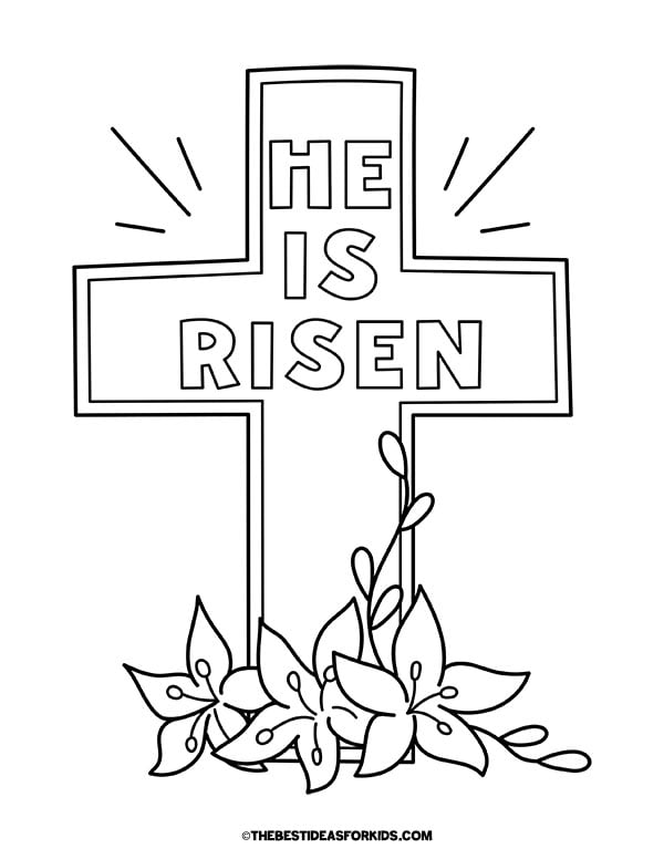 He is Risen Cross Coloring Page