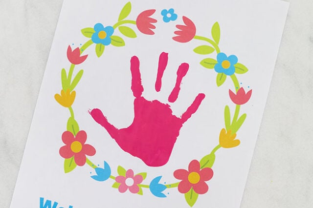 Painted handprint on paper