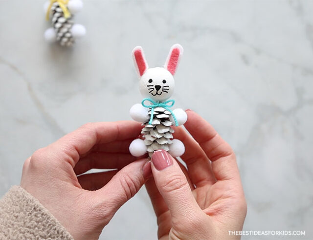 Pine Cone Easter Bunny Craft for Kids
