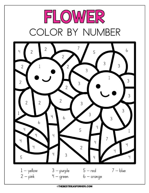 Printable Flower Color by Number