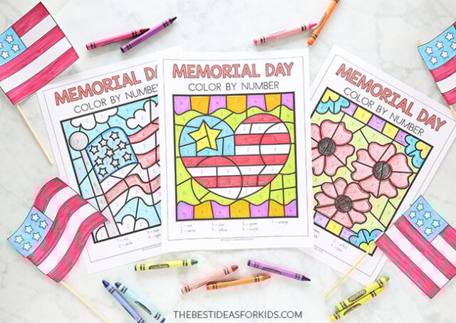 Free Printable Memorial Day Color by Number