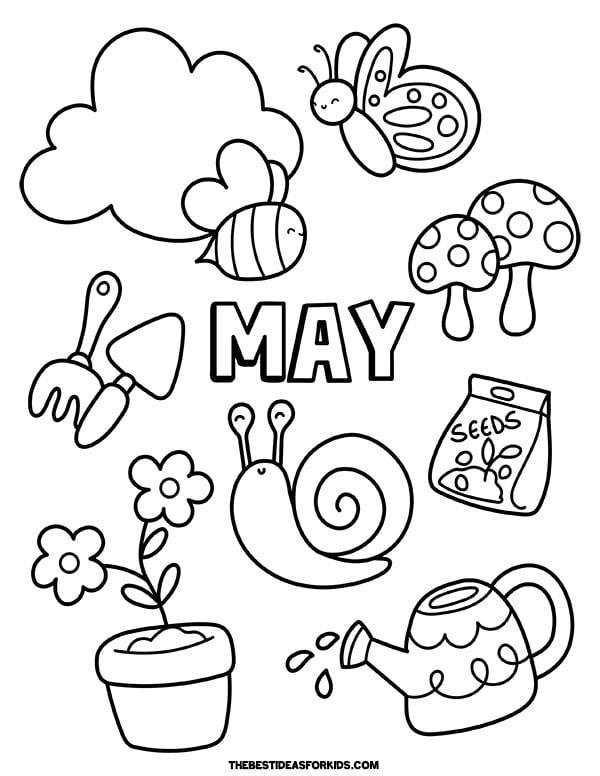 May Gardening Coloring Page