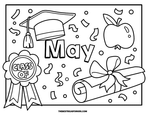 May Graduation Coloring Page