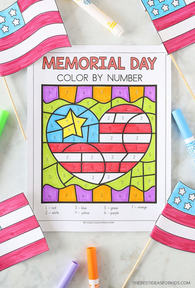 Printable Memorial Day Color by Number Sheet