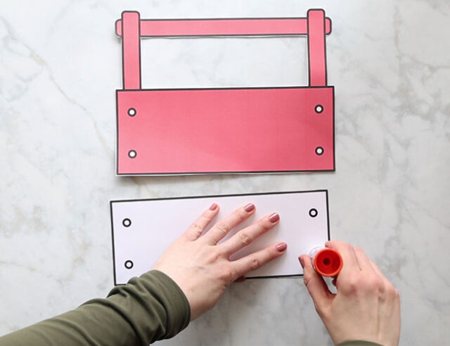 Add glue to bottom toolbox piece