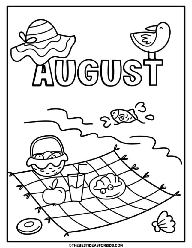 august beach coloring page