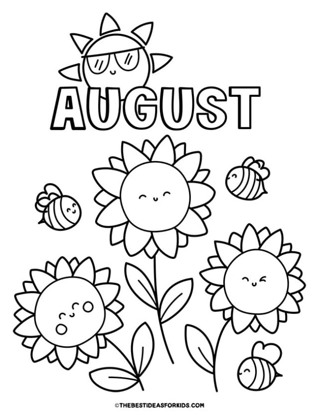 august flowers coloring page