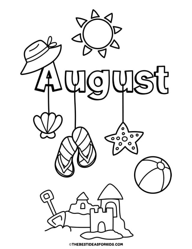 august summer coloring page