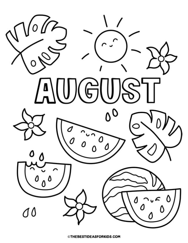 august watermelon coloring page