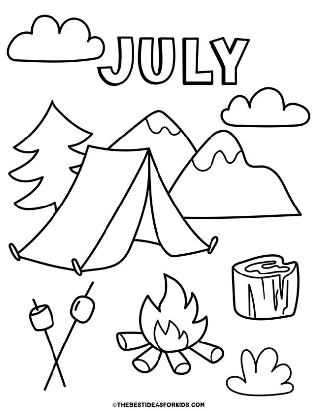 july camping coloring page