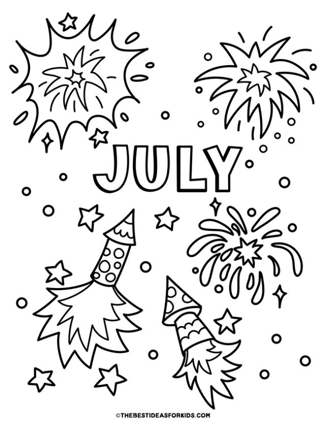 july fireworks coloring page