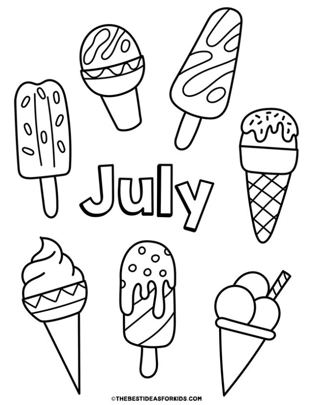 july ice cream coloring page