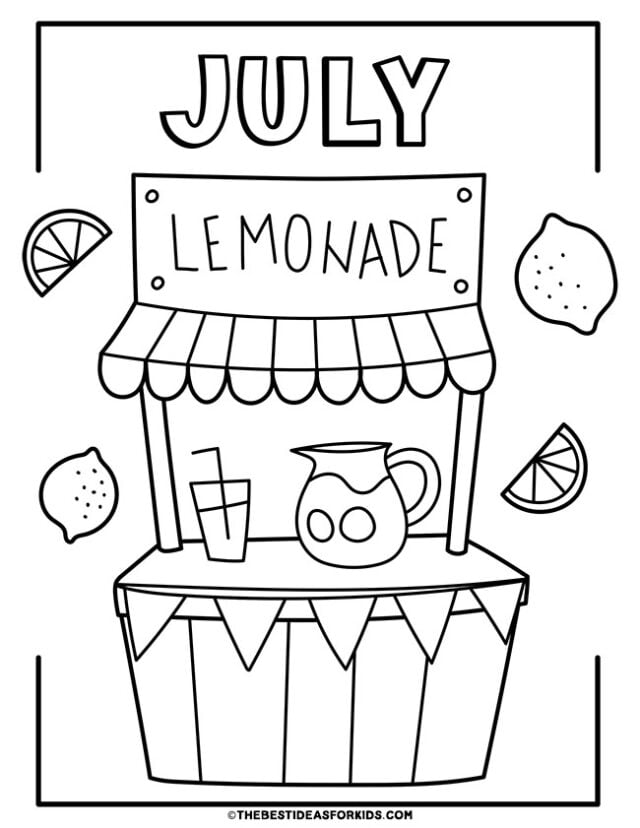 july lemonade coloring page