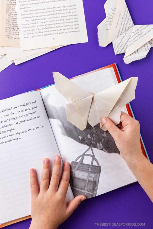 paper origami butterfly bookmark