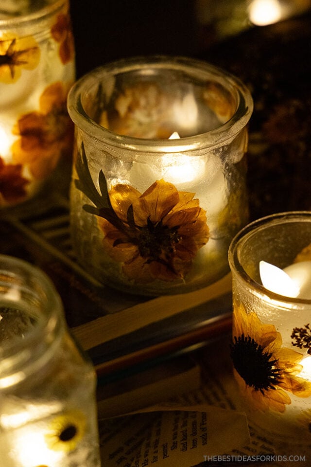 pressed flower candle craft