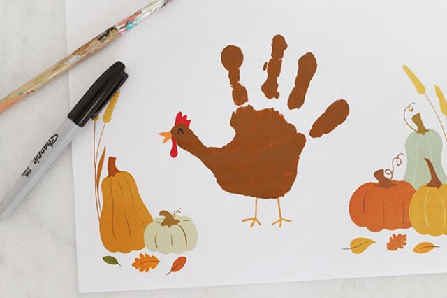 Adding details onto turkey handprint