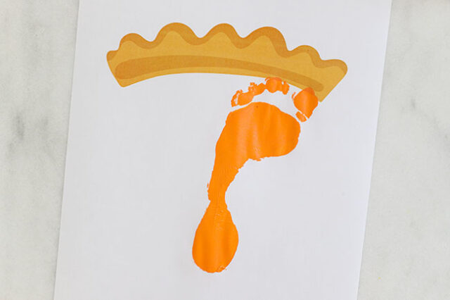 Footprint on pumpkin pie paper