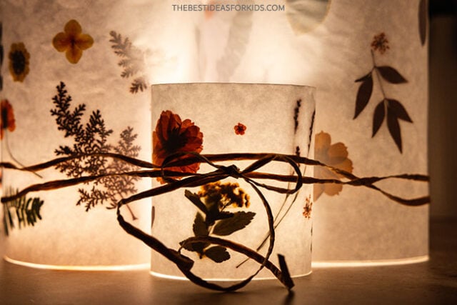 how to make diy leaf luminaries