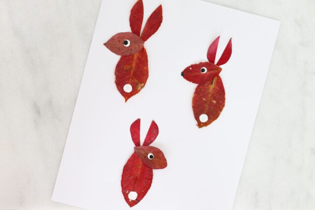 Painting details onto leaf bunnies