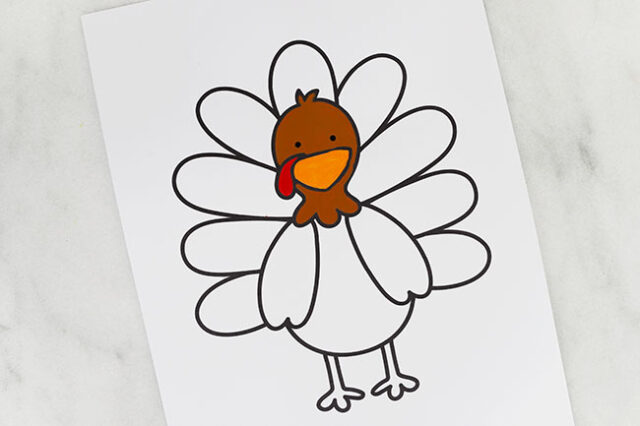 Color in the turkey's head