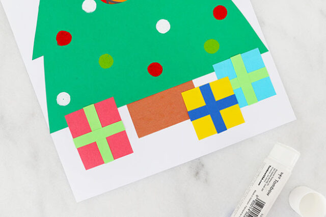 Glue presents down onto page