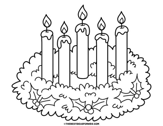 advent candle wreath coloring page