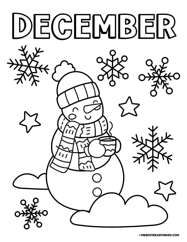 December Snowman Coloring Page