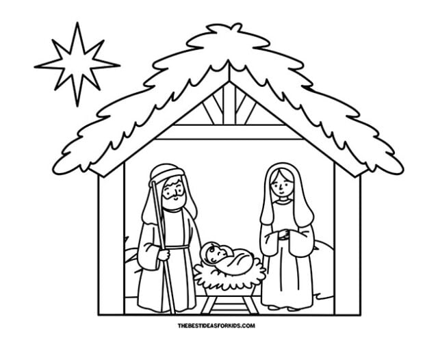 Nativity Manger Scene Coloring Page