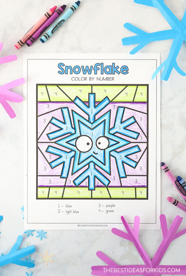 Free Printable Snowflake Color by Number Sheets